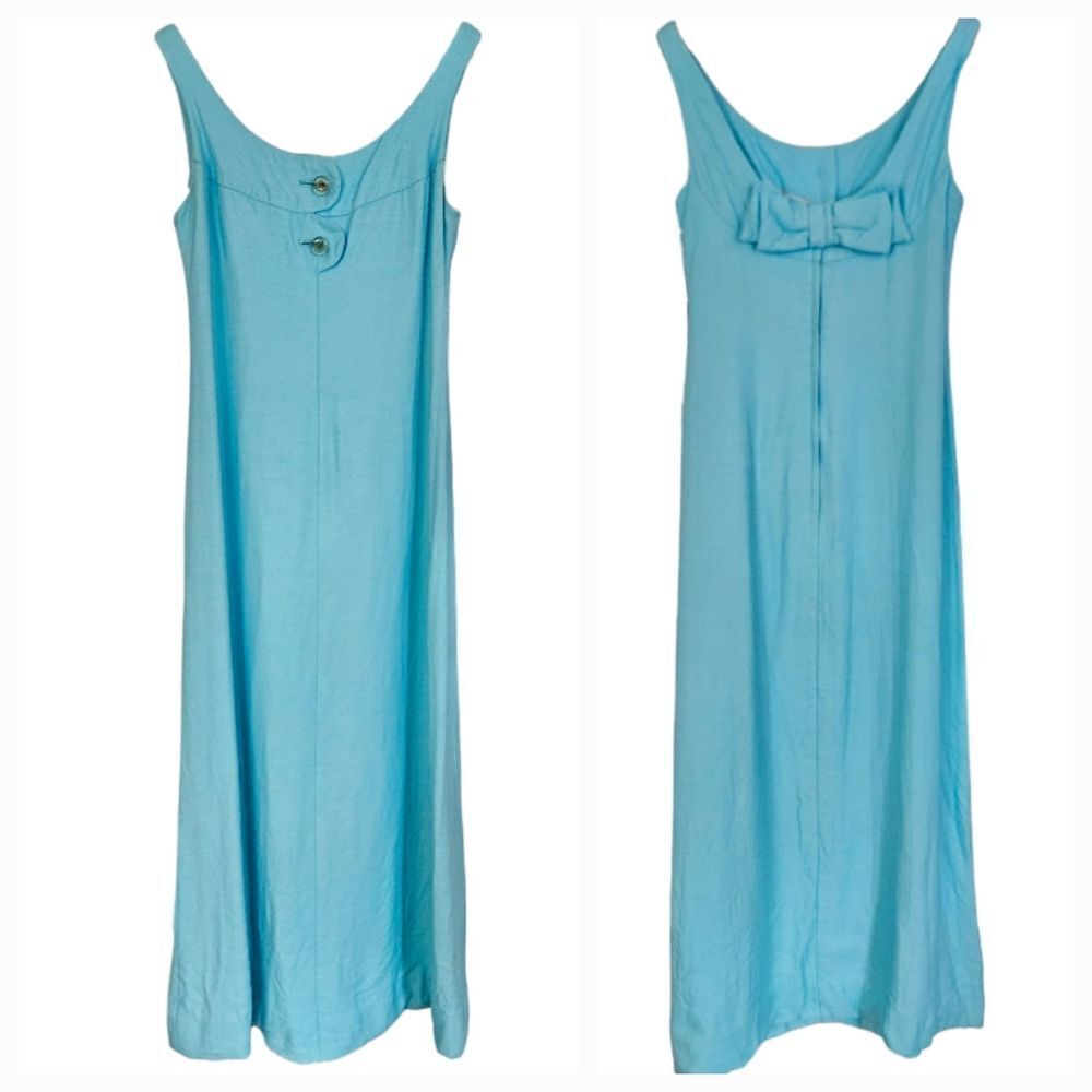 Hand Crafted Sky Blue Maxi Dress with Bow Detail